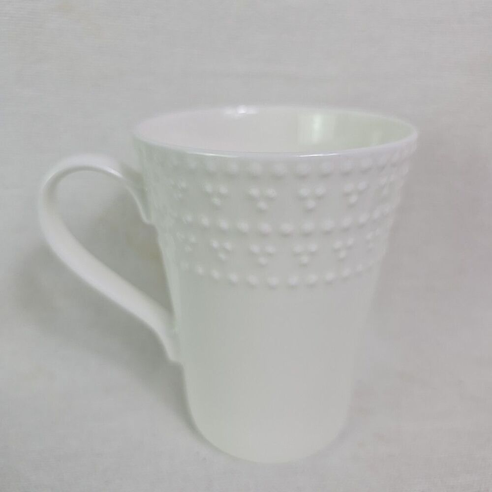 PAF2 Pacifica Home Bone China White Dotted Coffee Mug Cup